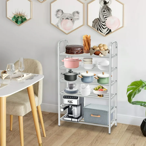 6 Layers Stainless Steel Shoe Rack - Adjustable shoe organizer for living room, bedroom, porch, hallway, shoe storage, fashion