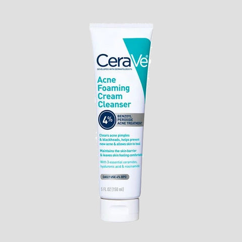 CeraVe Acne Foaming Cream Cleanser – 4% Benzoyl Peroxide Treatment [120ml]