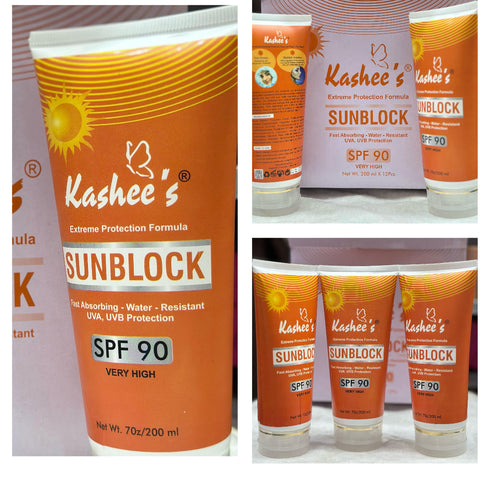 1 Pc Kashee’s Sunblock SPF 90 – Extreme Protection Formula | Fast Absorbing Water Resistant UVA, UVB Protection 200ml
