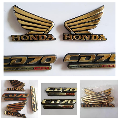 4-Piece Tenki &amp; Tappa Monogram Set for CD70 – Universal Honda Style Badges | Best Quality Mono Set 