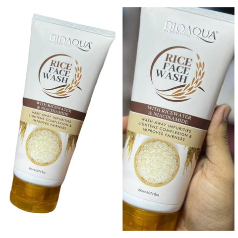 Bioaqua Rice Brightening Facial Cleanser 150ml – Deep Cleansing and Hydrating Face Wash Infused with Natural Rice Extract for Smooth, Radiant, and Even-Toned Skin – Gentle Daily Skincare for All Skin Types
