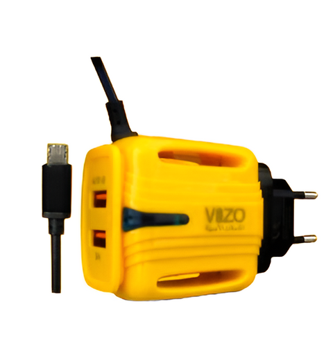3A Light Change Charger with 2 USB Ports &amp; Built-in Micro USB Cable | Best Quality Charger For Android | Vizo 3A Charger 