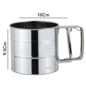 Flour Sifter, Stainless Steel Sifter for Baking, Double Layer Fine Mesh Baking Sifter, One Hand Press Crank Sifter for Powdered Sugar Shaker Duster, Flour Sieve Sifter for Baking Cakes