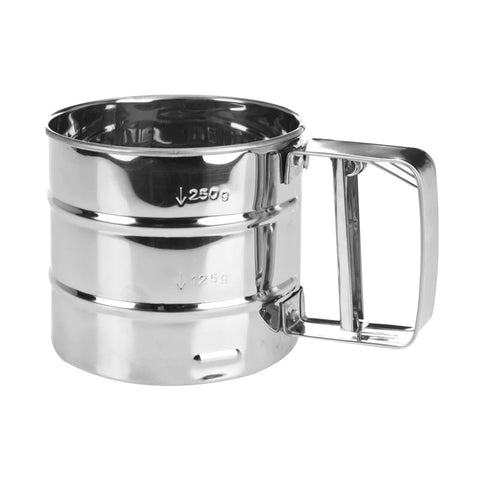 Flour Sifter, Stainless Steel Sifter for Baking, Double Layer Fine Mesh Baking Sifter, One Hand Press Crank Sifter for Powdered Sugar Shaker Duster, Flour Sieve Sifter for Baking Cakes