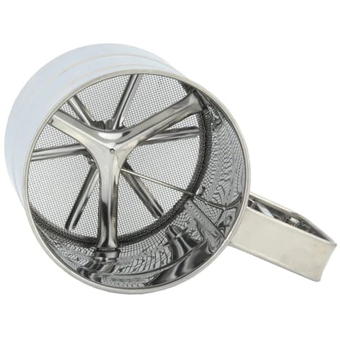 Flour Sifter, Stainless Steel Sifter for Baking, Double Layer Fine Mesh Baking Sifter, One Hand Press Crank Sifter for Powdered Sugar Shaker Duster, Flour Sieve Sifter for Baking Cakes