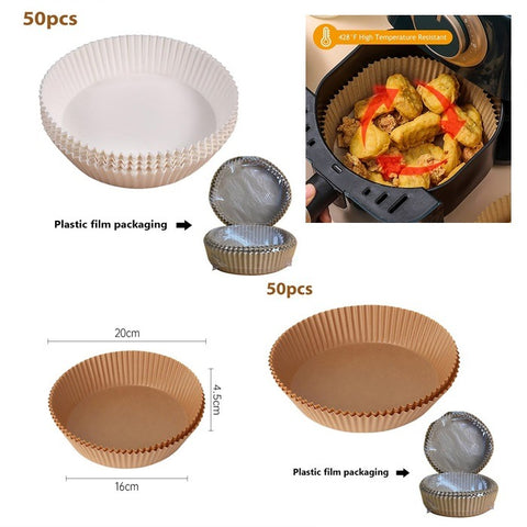 Air Fryer Disposable Paper Liner, 50 PCs Air Fryer Liners Round Non-Stick Air fryer Parchment Liners,Oil-proof,Water-Proof