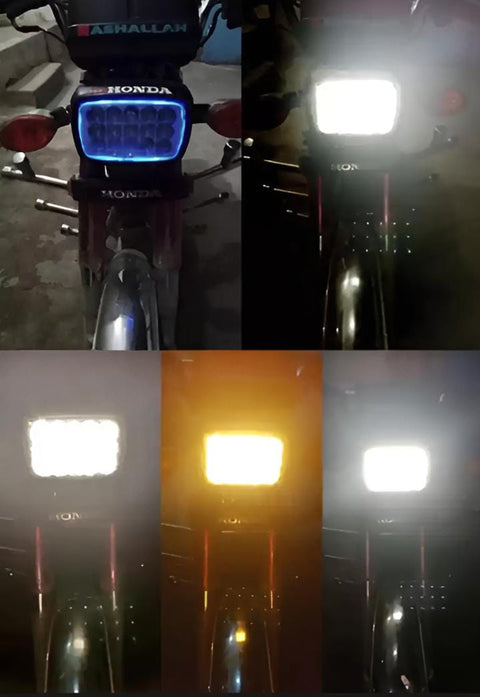 5 function led headlight 15 led white and Fog light  high beam 15 led fog bike headlight for 70 &amp; 125/All functions led light