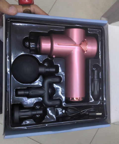 4 in 1 Multi-Function Vibration Massage Gun Professional Ultra Quiet Pain Relief Whole Body Massagers with 4 Heads and Different Level of Speeds (Random colors)