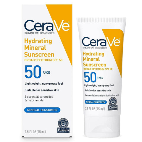 CeraVe Hydrating Mineral Sunscreen SPF 50 | 100 ML - CeraVe Hydrating SunBlock | Broad Spectrum SPF 50