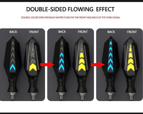 Bike Indicator Slide Arrow Running Style With Lava DRL Red - Yellow 2 Pcs Set