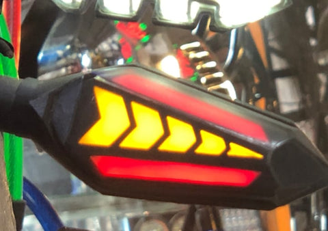 Bike Indicator Slide Arrow Running Style With Lava DRL Red - Yellow 2 Pcs Set
