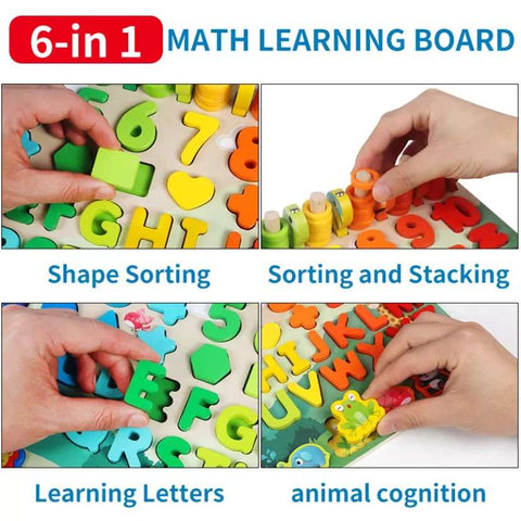 6 in1 Wooden Educational Puzzle &amp; Sorting Board Toy For Kids