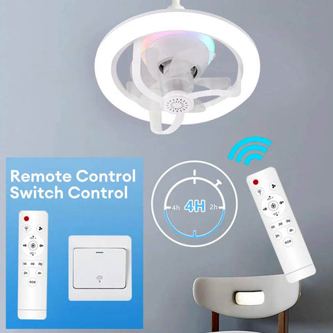 360° Rotating Socket Ceiling Fan with Light and Remote