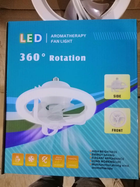 360° Rotating Socket Ceiling Fan with Light and Remote