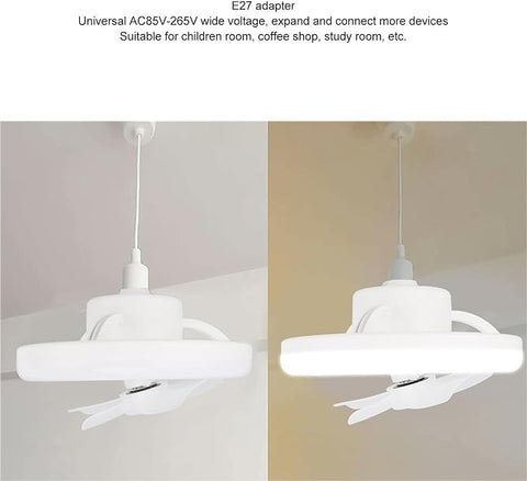 360° Rotating Socket Ceiling Fan with Light and Remote