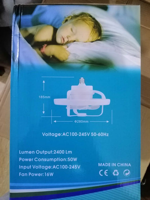 360° Rotating Socket Ceiling Fan with Light and Remote