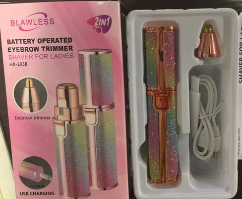 Blawless 2 in 1 eyebrow trimmer | 2 In 1 Hair Remover Chargeable , Multi Attractive Color With USB Charging Cable And Cleaning Brush