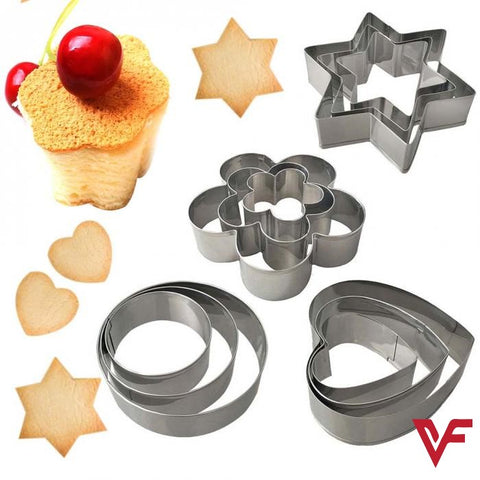 12-Piece Stainless Steel Cookie Cutter Set – DIY Baking Molds in Star, Heart &amp; Various Shapes – Multi-Purpose Kitchen Tools for Cookies, Cakes, Fried Eggs &amp; More