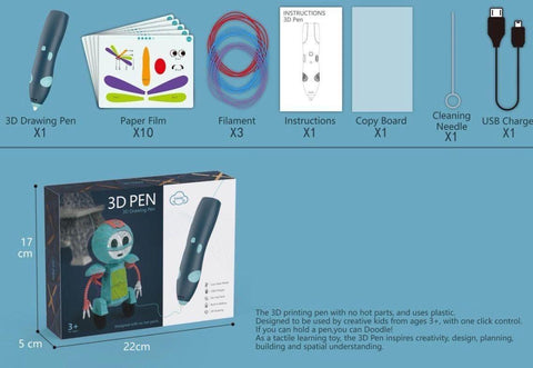 3D Pen for 3D Printing Drawing Pen USB 3D pen plus with safe filament Creative Learning for Children Kids as Toys DIY Arts &amp; Crafts Boy Girls Perfect Gift