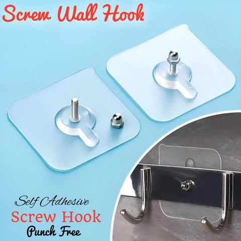 (1pcs) Adhesive Screw Sticker Hook Heavy Duty Stick on Door Nail Free Screw Non-Trace No Drilling Nail Self Waterproof Adhesive Hanging Nails Hooks Holders Multifunctional Use