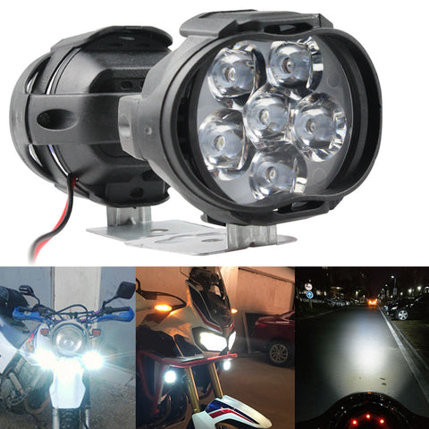 2 pcs Motorcycle Headlights plus switch LED White Super Bright 6LED Working Front Light Motorbike Fog Lamp 1600LM Scooters Spotlight