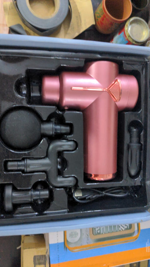 4 in 1 Multi-Function Vibration Massage Gun Professional Ultra Quiet Pain Relief Whole Body Massagers with 4 Heads and Different Level of Speeds (Random colors)