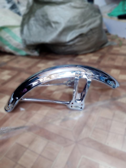 Front Cut Mudguard for 70cc and 125cc cafe racer bikes | Chrome Mudguard metal quality