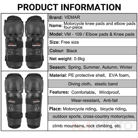 4 pcs Breathable Motorcycle Knee Elbow Pads, Motocross Elbow Pads, Windproof Motorbike Protective Gear, Anti-collision, Anti-fall, New