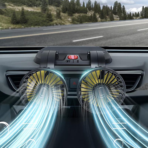 12v Car Dashboard cooling fan, dual head fan 360 degree rotation Fan for Cars