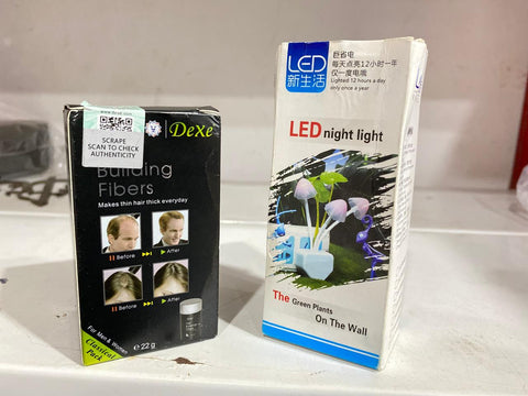 14 august deal pack of 2 - Black Hair Dexe Hair Building Fibers 22g &amp; Mushroom Led Night Light