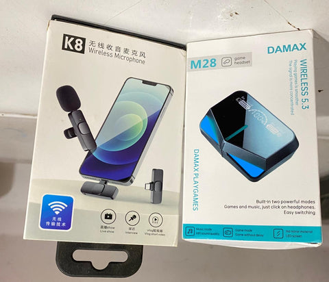 Deal pack of 2 - K8 Mic Collar Wireless Microphone &amp; M28 airbuds Tws Wireless Earbuds