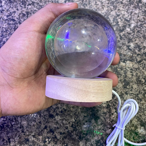 (10 / 60 mm) 3d  Crystal Ball Night Light With Wooden Base For Boys And Girls