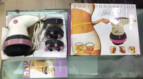 Electric Slimming Massager Handheld Body Weight Loss Professional Neck Shoulder Back Health Care Relaxation Tool with 4 Vibrating Heads( random color )