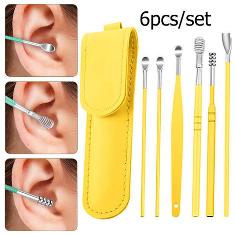 Ear Wax Cleaning Kit, 6 Pcs Ear Pick Tools, Wax Removal Kit, Ear Cleaning Tool Set, Spring Earwax Cleaner Tool Ear Wax Remover (Random Color)