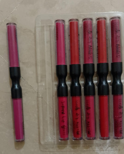 6 Pcs Set Matte and shiny dual lip gloss