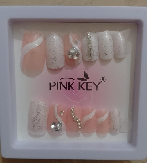 10 Pcs Nails With Sticker Handmade Beads Nails With Sticker (random Design)