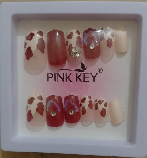 10 Pcs Nails With Sticker Handmade Beads Nails With Sticker (random Design)