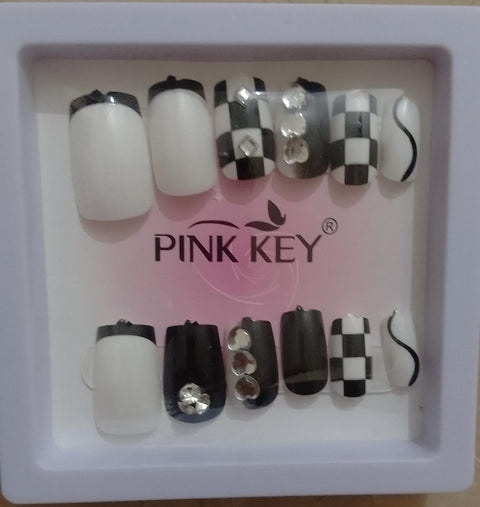 10 Pcs Nails With Sticker Handmade Beads Nails With Sticker (random Design)