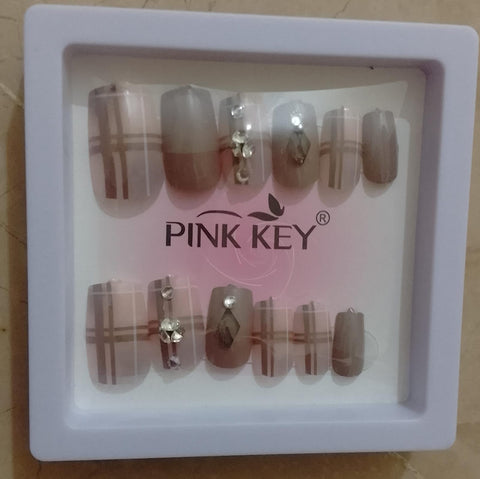 10 Pcs Nails With Sticker Handmade Beads Nails With Sticker (random Design)