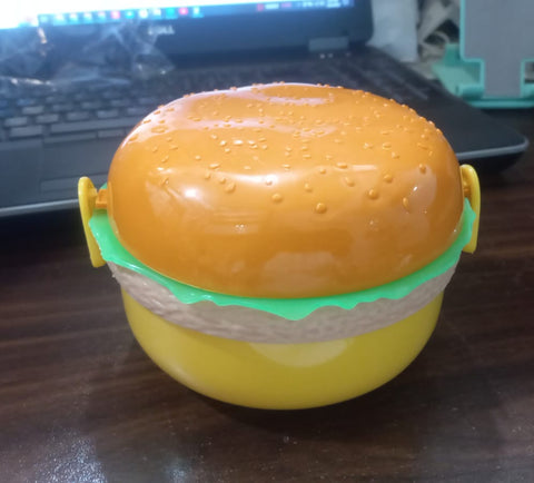 1 pc Round Cute Burger Shape Lunch Box Perfect For School Kids Office Worker 3 layer Container Box for Boys, Girls, School &amp; Office Men