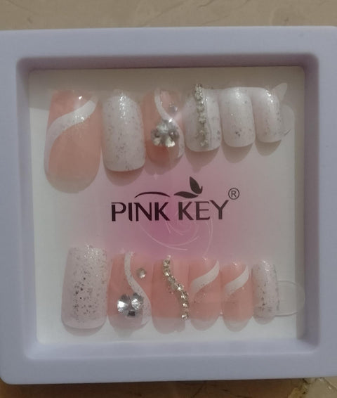 10 Pcs Nails With Sticker Handmade Beads Nails With Sticker (random Design)