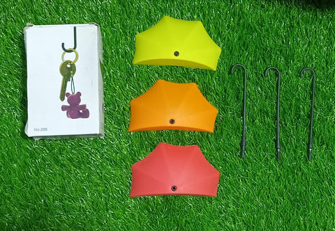 (NW000239) Pack of 3 - Umbrella Hooks | Key Jewelry Glasses etc Holder  (Random color)