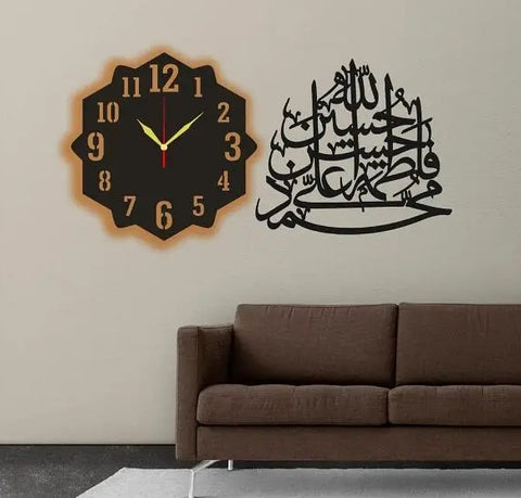 3D ISLAMIC PanjTan Paak WALL CLOCK with light