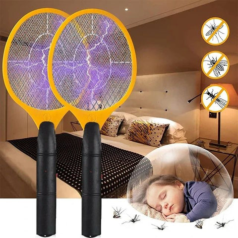 (NW000404) Electric Mosquito Killer Racket 2 In 1 Led Flash Light (Battery Operated) (random Color)