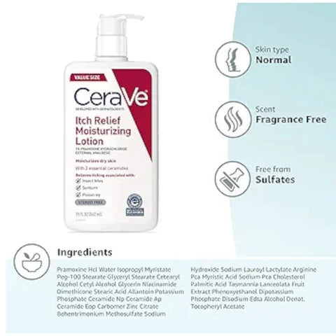CeraVe Itch Relief Moisturizing Lotion with Pramoxine Hydrochloride for Dry Skin  (237ml)