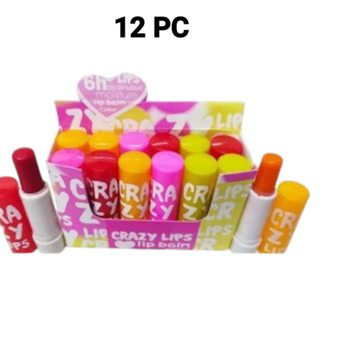 12 PC Crazy Lips Lip Balm ( Multicolour )
