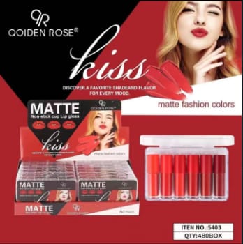 (pack of 6 )  Qoiden Rose Kiss Matte Lip Gloss
