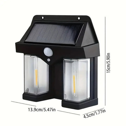 Double Head Antique Solar Sensor Lamp Solar Warm Lighting Lamp Outdoor Wall Lights