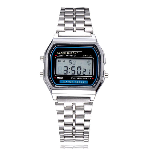 (silver )  Classic Men Women LED Digital Stainless Steel Wrist Watch  (without box )