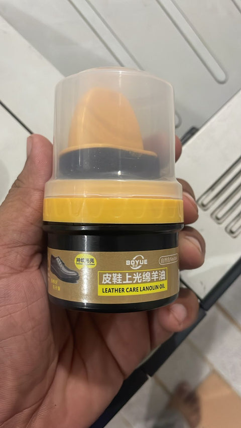 Black Leather Shoe Polish Cream with Sponge